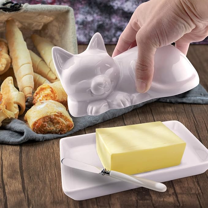 Adorable Cat Ceramic Butter Dish - Image 6