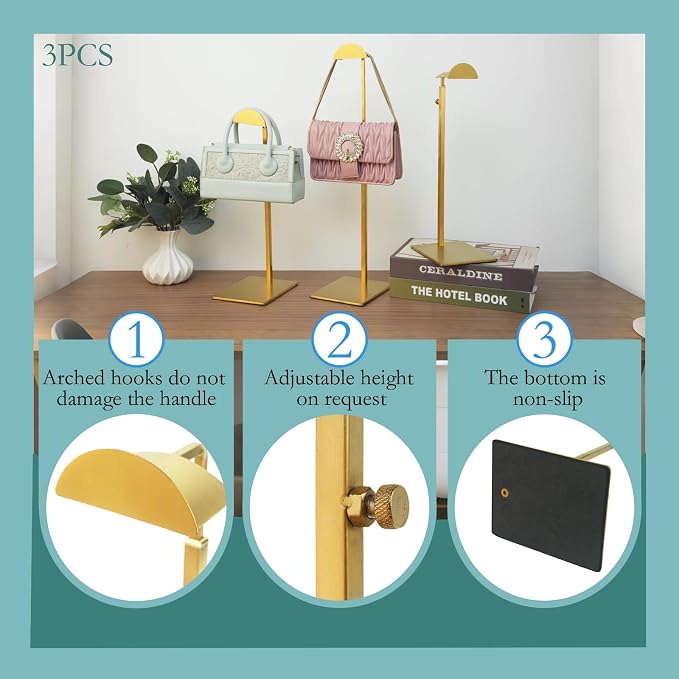 Purse Display Stand 3PCS More Thickened Base Handbag Rack - Image 3