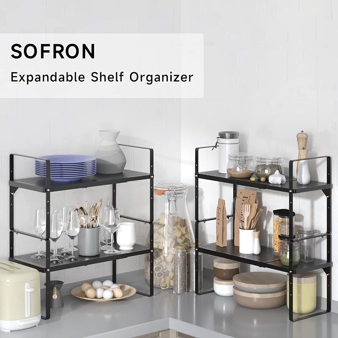 Expandable Cabinet Storage Shelf Stackable Organizer Rack - Image 7