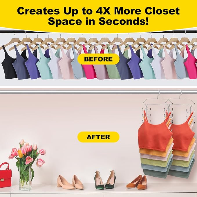 2 Pack Closet Organizers-and Storage, 6 Tier Tank Top Hangers Space Saving - Image 2