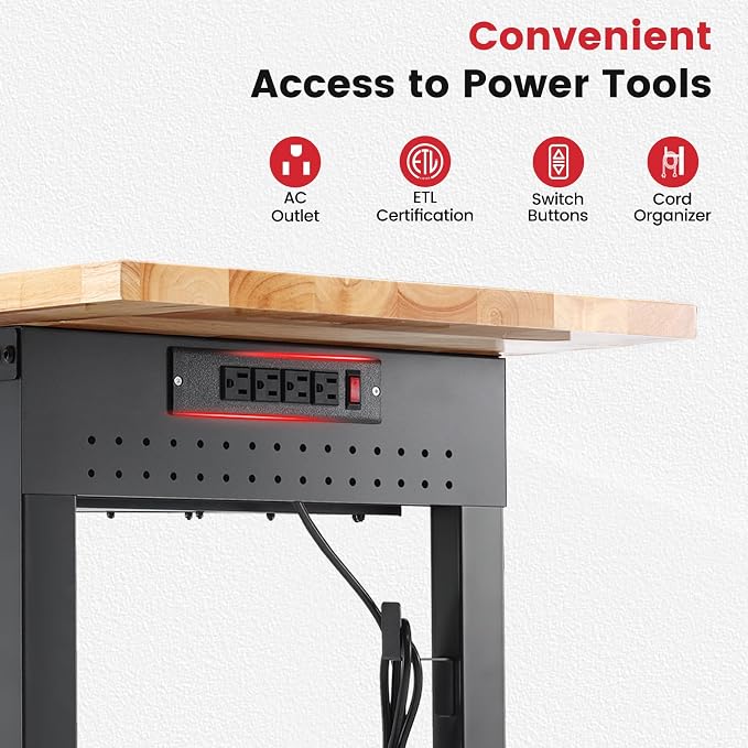 Workbench for Garage 60 x 22 Inch Adjustable Height Work Table - Image 6