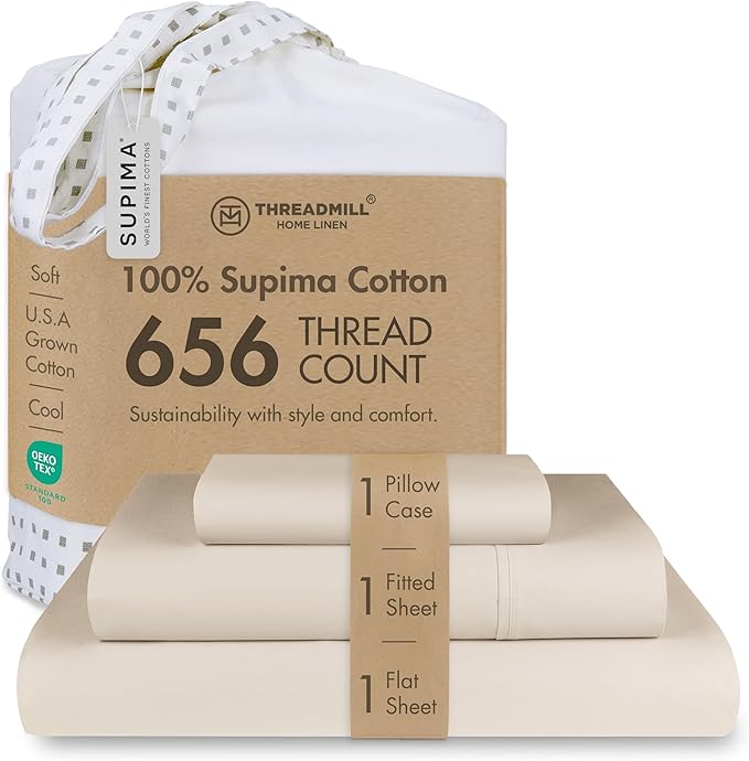 Threadmill Twin Sheet Set |656 Thread Count 100% Supima Cotton Sheets by ThreadmillHomeLinen