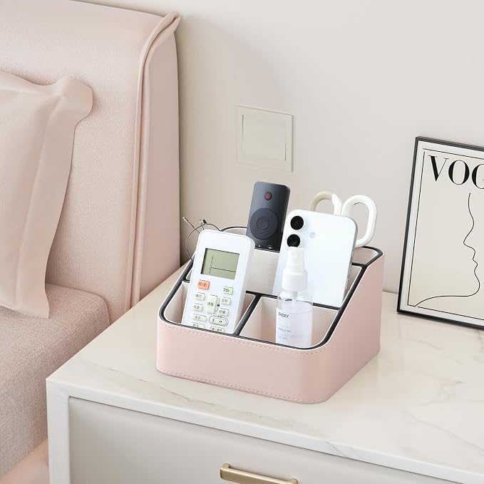 Remote Control Holder, PU Leather Small Desk Organizer - Image 6