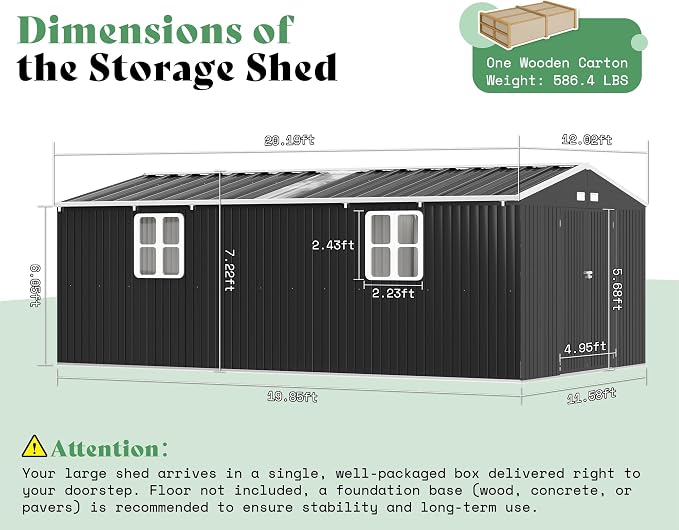 VanAcc 12x20x7.2 FT Outdoor Storage Shed - Image 2