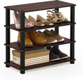 Furinno Turn-S-Tube 4-Tier Shoe Rack, Dark Cherry/Black by Furinno-FitsYourSpaceFitsYourBudget