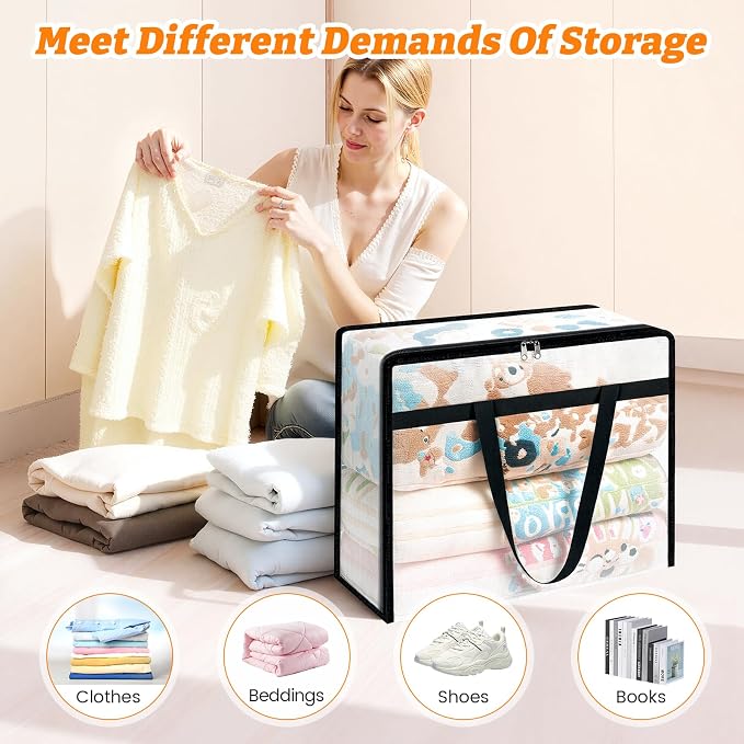 BlissTotes 8 Pack Clear Clothes Storage Bags, Moving Bags, Foldable Blanket - Image 5