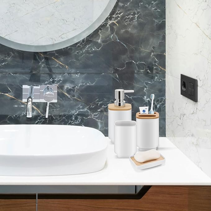IMAVO Bathroom Accessories Set, 11 Pieces Bathroom Accessory Set, Trash Can - Image 6
