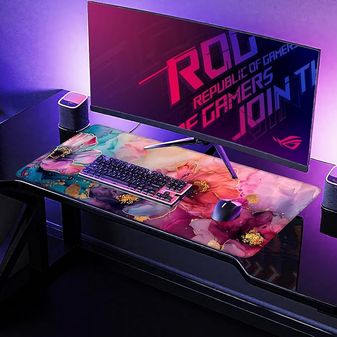 Large Mouse Pad, Floral Ink Desk Mat, Extended Gaming Mouse Pad - Image 6