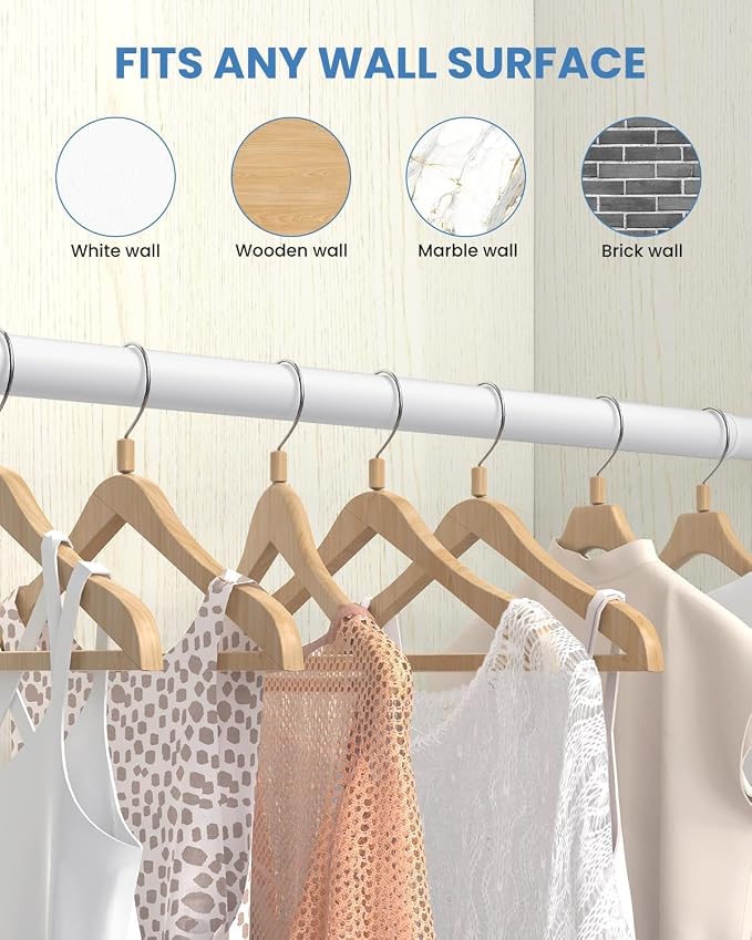 2 PACK Closet Rods for Hanging Clothes, 17 to 69 Inches Stepless Adjustable - Image 6