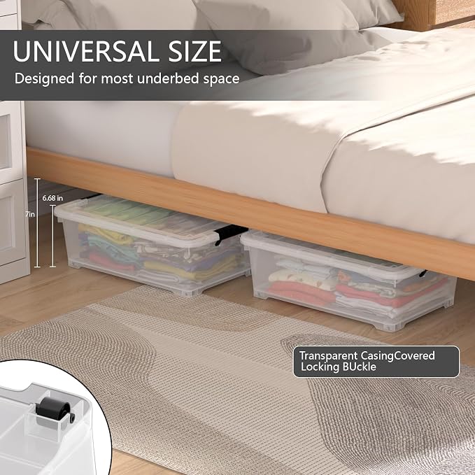 20 Quart Plastic Under Bed Storage Containers, Latching Storage Boxes - Image 5