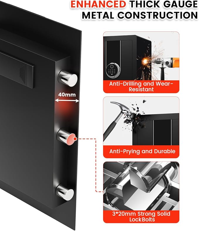1.3 Cuft Biometric Safe Box, Fire Proof Safe - Image 7