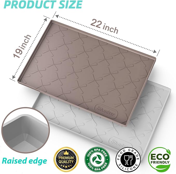 SIKADEER 22" x 19" Under Sink Mat Waterproof, Silicone Mat Kitchen Drawer Shelf - Image 3