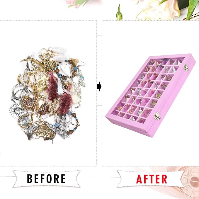 Velvet Jewelry Tray 48 Grid Jewelry Display Tray Organizer Box - Image 5