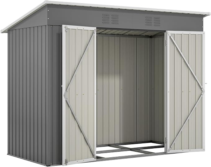 8x4 FT Outdoor Storage Metal Shed - Image 8