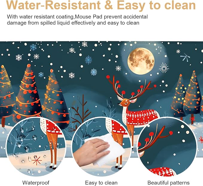 Large Mouse Pad 35.5 x 15.8 Inch, Christmas Reindeer Desk Mat, Gaming Mouse Pad - Image 5