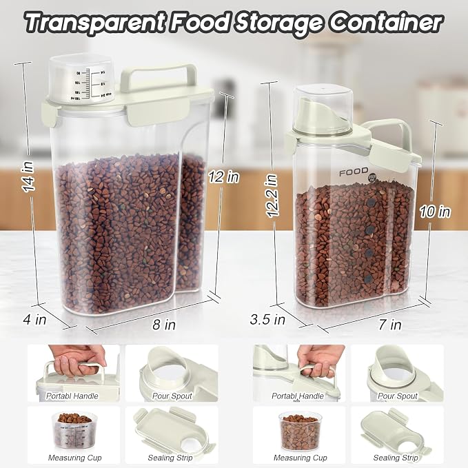 8-12 LBS Cat Dog Pet Food Storage Container, Plastic Dispenser Upgraded Large - Image 2
