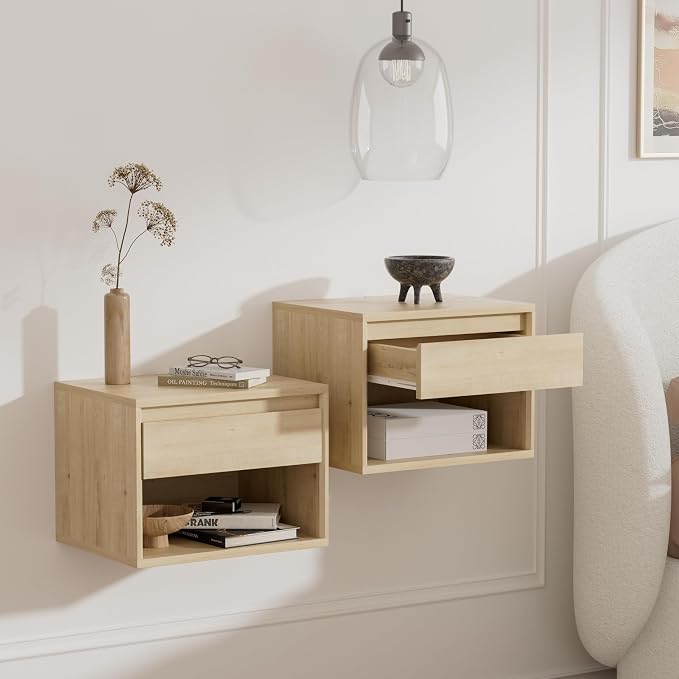 Floating Nightstand Set of 3, Wall Mounted Bedside Table - Image 5