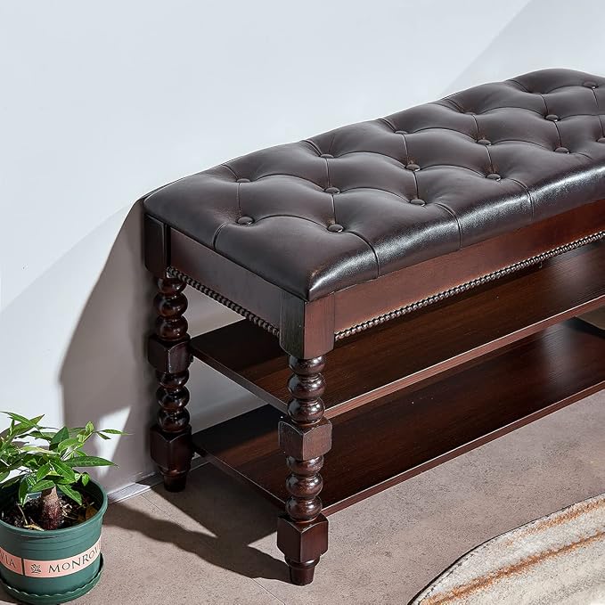 LEILISI Shoe Bench, Wood Storage Bench - Image 5