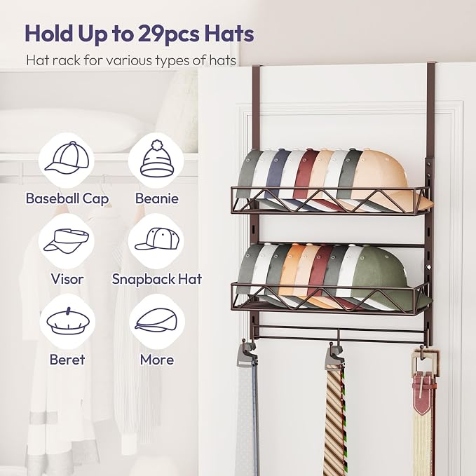 SWTYMIKI Over Door Hat Organizer - Image 4