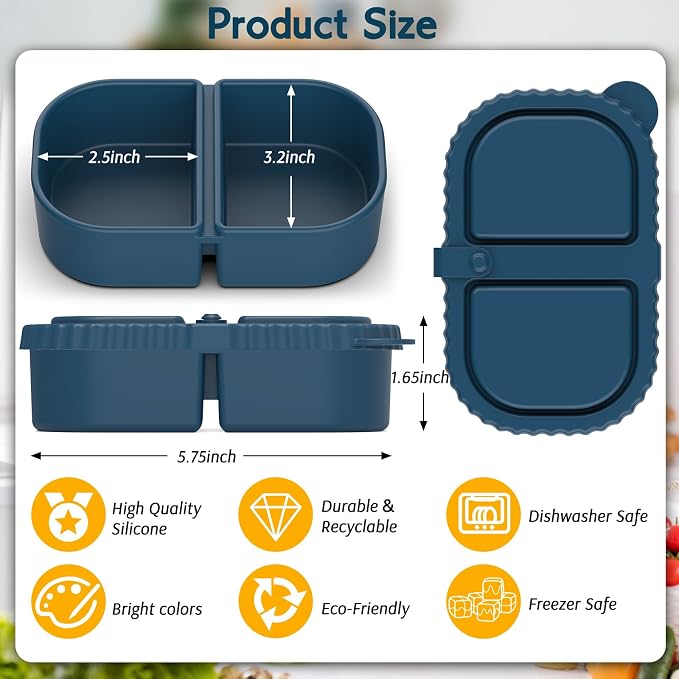 6 Pack Reusable Silicone Snack Containers - Image 3