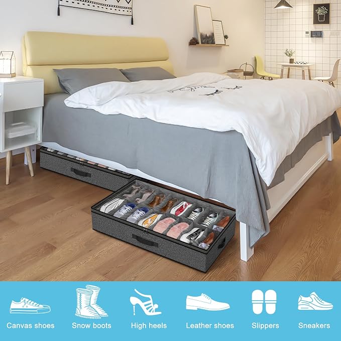 2 Pack Under Bed Shoe Storage Organizer - Image 2