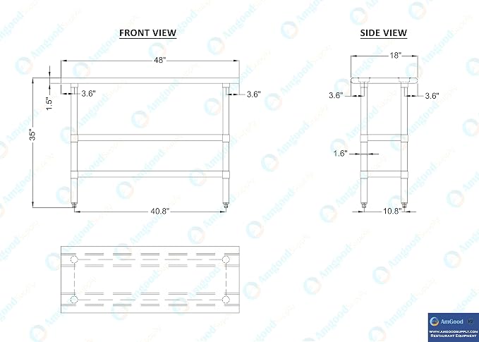 AmGood Stainless Steel Work Table - Image 9