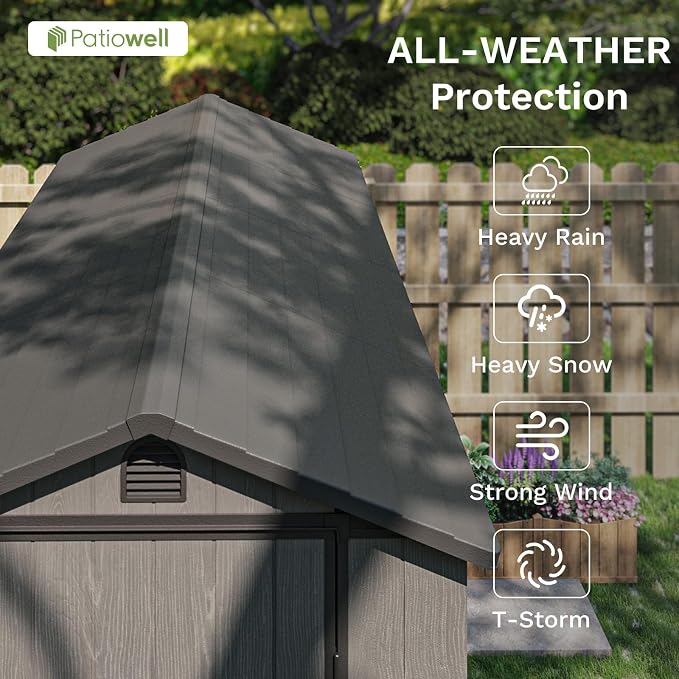 Patiowell 4 x 8 FT Plastic Outdoor Storage Shed - Image 5