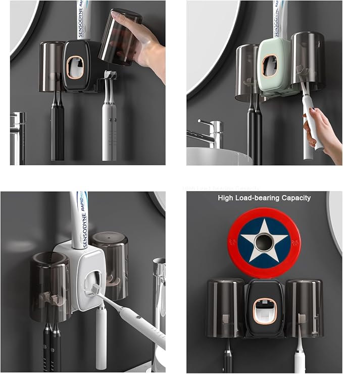 Toothbrush Holders for Bathrooms Toothbrush Holder Wall Mounted Toothpaste - Image 7