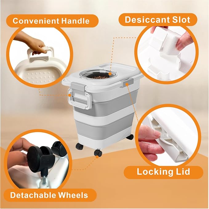 25–28 Lbs Airtight Collapsible Dog Food Storage Container - Image 4