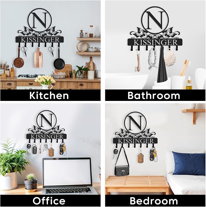 Personalized Key Holder for Wall, Key Holder Wall Mount, Custom Name Coat Rack - Image 3