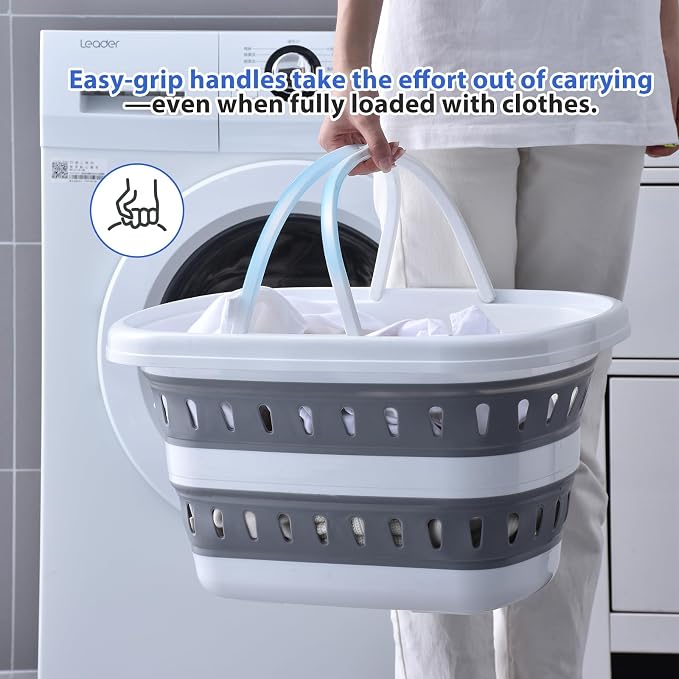 Monozuki Collapsible Plastic Laundry Basket 10.6 gallon 2pcs Eco-recycled - Image 5