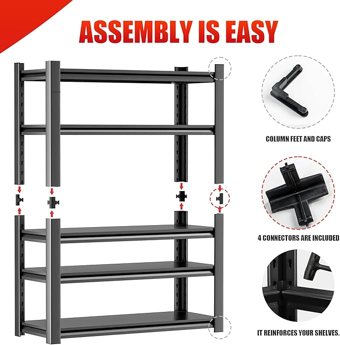 Metal Garage Storage Shelf, Heavy Duty 5 Tier Shelving Unit, Industrial Utility - Image 7