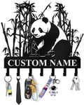 Bamboo Panda Animal Wall Key Holder | Metal Key Organizer by Dyoart