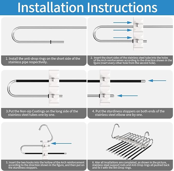Space-Saving 6-Tier Metal Pants Hanger - Image 7