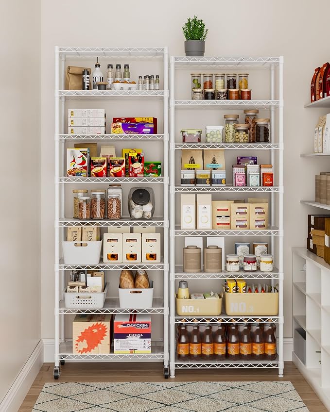 8 Tier Shelves Storage Shelf Wire Closet Bathroom Organizers Metal Pantry - Image 8