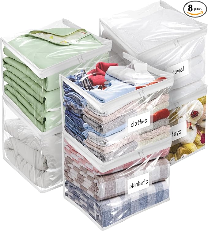 Plastic Storage Bags with Easy-Glide Zipper, Durable Clear Vinyl Zippered by Kikerike