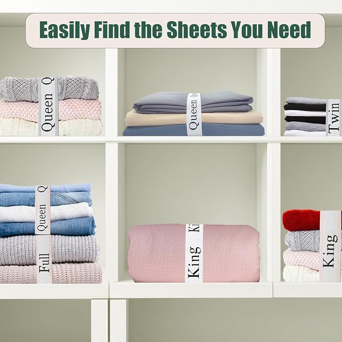 8 Pieces Bed Sheet Organizer Bands, Sheet Organizers and Storage Label Bands - Image 4