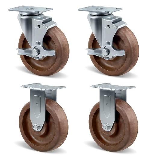 5" Hi-Temp Glass FiIled Nylon Casters, Heavy Duty Casters Set of 4, Industrial by CWfutureparts