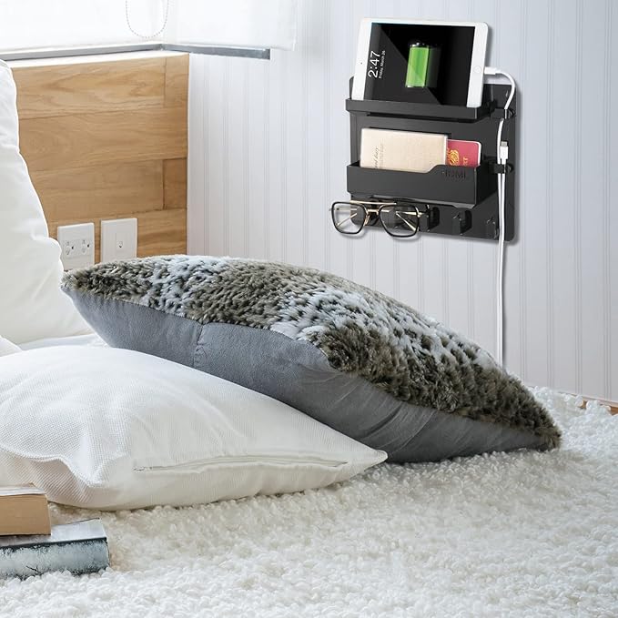 Bedside Wall Mount Shelf, Adhesive Bedside Organizer - Image 5