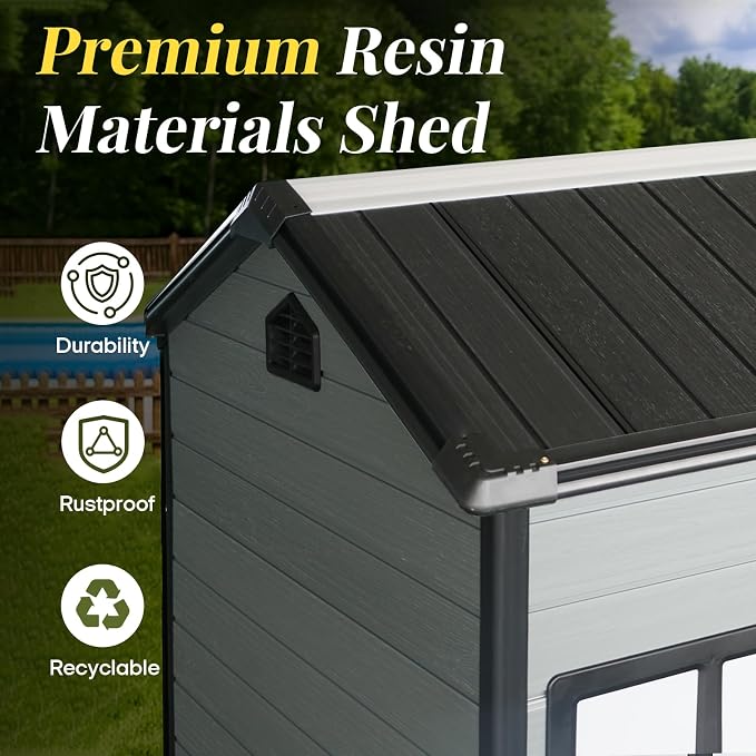 8x4ft Resin Outdoor Storage Shed - Image 5