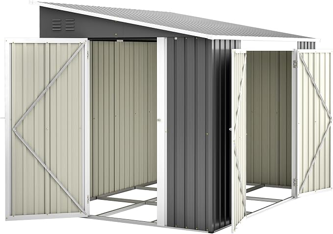 6x8FT Lean to Shed Metal Outdoor Storage Sheds by Thanaddo