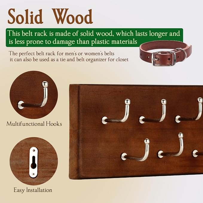 Treehouse Belt Organizer Rack, Holds Over 28 Large Belts, Sturdy Metal & Sturdy - Image 5
