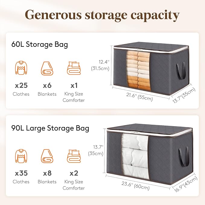 Lifewit 3 Packs Clothes Storage Bag, Storage Bins - Image 2