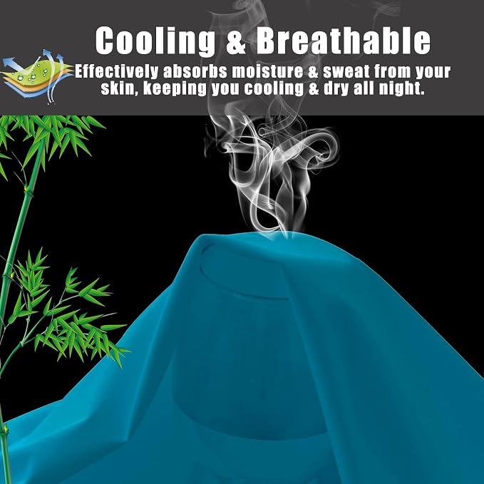 TELUS Blue Pillow Cases King Size 2 Pack, Bamboo Rayon Cooling Pillowcases - Image 5