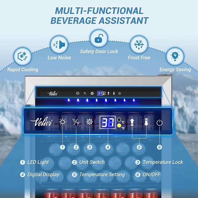 24'' Beverage Refrigerator Cooler, 168 Cans Beverage and Beer Fridge - Image 5