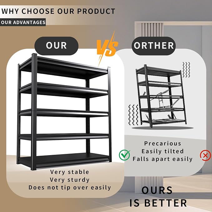 81" H Garage Shelving Heavy Duty Storage Shelves Adjustable Garage Shelves 5 - Image 4