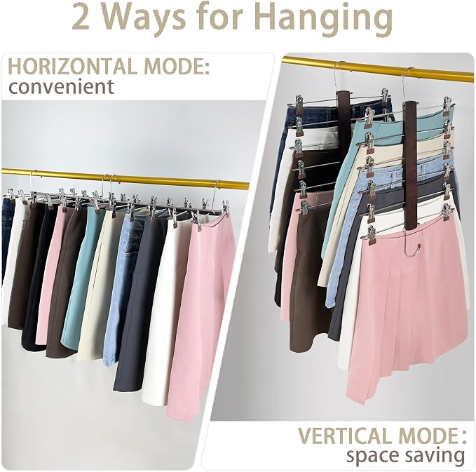 Skirt Hangers Space Saving, 6 Tier Closet Organizers & Storage, Wooden Magic - Image 5