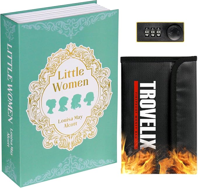 Book Safe with Combination Lock, Hidden Safe with Fireproof Bag, Secret by KOFAIR