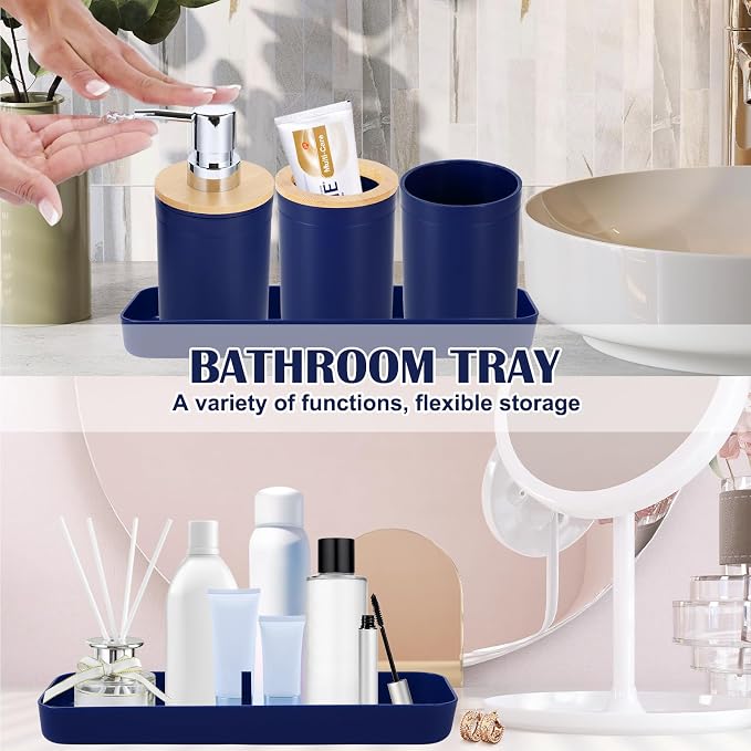 iMucci Bathroom Accessories Set Navy Blue Bathroom Decor Sets - Image 5