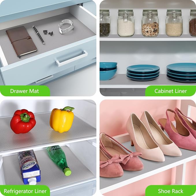 Light Gray Shelf Liners for Kitchen Cabinets Non Adhesive Drawer Liner for - Image 4